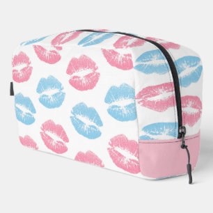 Blue and Pink Lips Pattern, Lipstick, Kiss Dopp Kit