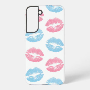 Blue and Pink Lips Pattern, Lipstick, Kiss Samsung Galaxy Case