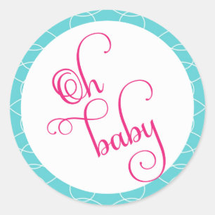 Blue and Pink Oh Baby Favour Stickers