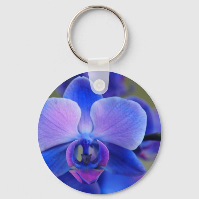 Blue and Pink Orchid Key Ring (Front)