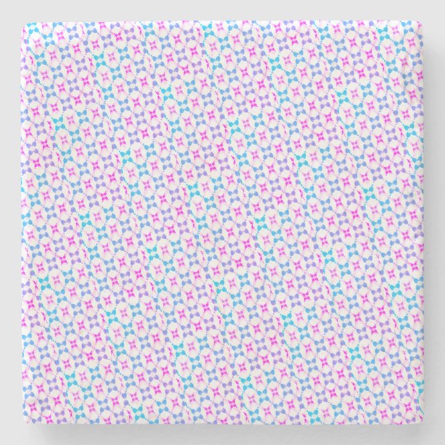 Blue and pink patterned marble stone coaster (Front)