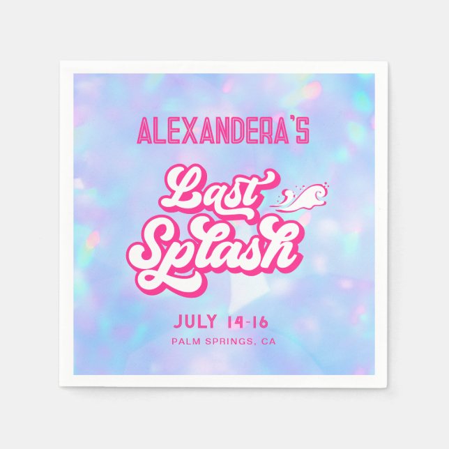 Blue and Pink Pool Party Bachelorette Napkin (Front)