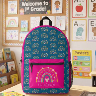 Blue and pink rainbow kids printed backpack