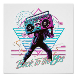 Blue and Pink Retro Back To The 80s Poster