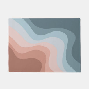 Blue and pink retro style waves doormat
