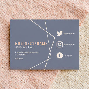 Blue and pink rustic social media business card