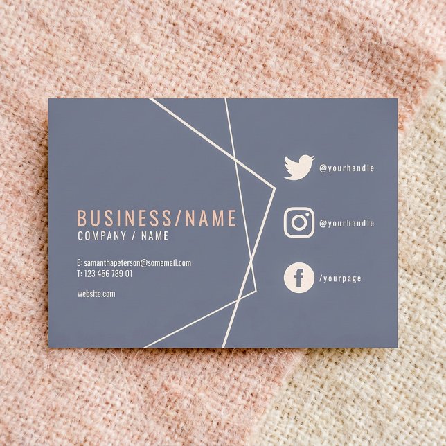 Blue and pink rustic social media business card (Blue and pink rustic social media business card.)