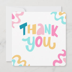 blue and pink simple thank you card