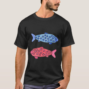 Blue and Pink Spotted Watercolor Fish T-Shirt