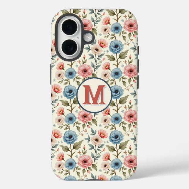 Blue and Pink Spring Floral Fantasy Case-Mate iPhone Case (Back)