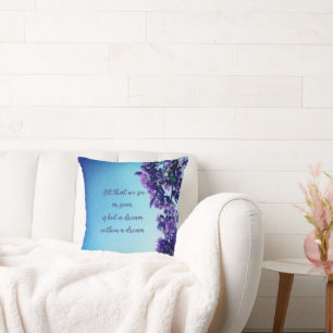Blue and Pink Spring Floral Poetry Cushion