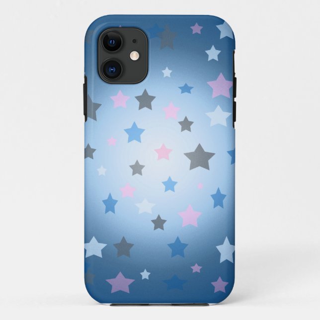 Blue and pink stars pattern iphone 4 case (Back)