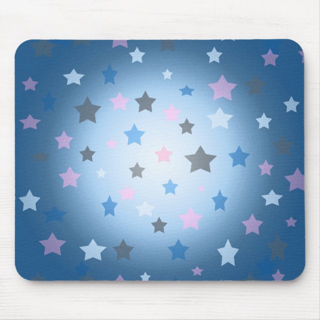 Blue and pink stars pattern mousepad (Front)
