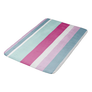 Blue and pink stripes bath mat