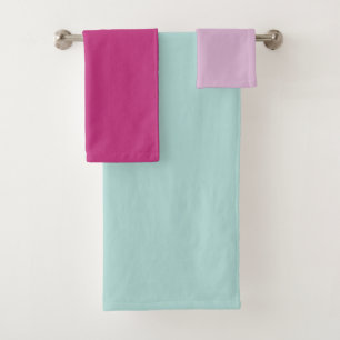 Blue and pink stripes bath towel set