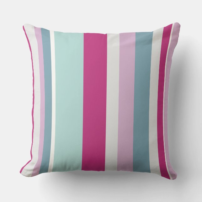 Blue and pink stripes cushion (Front)