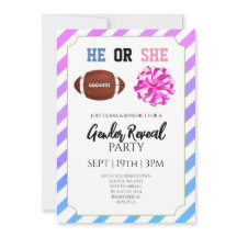 Blue And Pink Stripes Football Gender Reveal Party