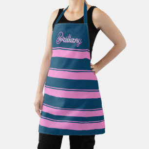 Blue and Pink  Stripes Pattern Personalised  Apron