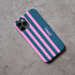 Blue and Pink  Stripes Pattern Personalised  iPhone 16 Pro Case