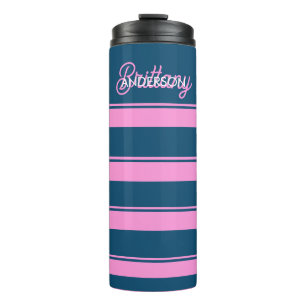 Blue and Pink Stripes Pattern Personalised Thermal Tumbler
