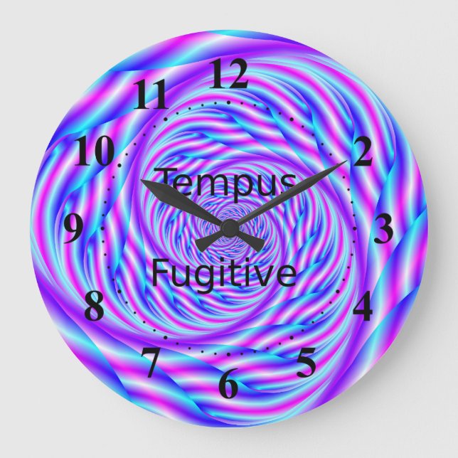 Blue and Pink Swirl Tempus Fugitive Clock (Front)