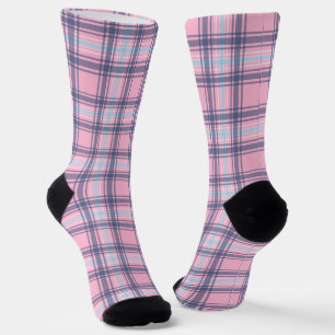 Blue And Pink Tartan Christmas Socks