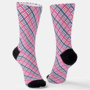 Blue And Pink Tartan Christmas Socks