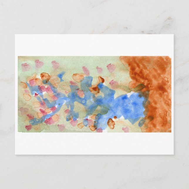 Blue and pink tree postcard (Front)