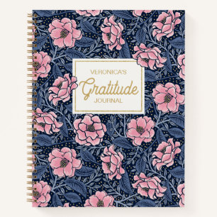 Blue and Pink Victorian Camellia Gratitude Journal