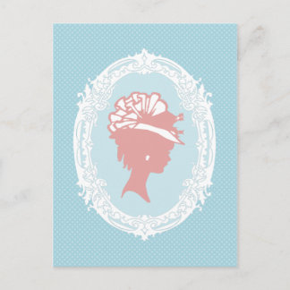 Blue and Pink Vintage Cameo Postcard