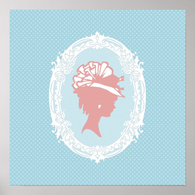 Blue and Pink Vintage Cameo Poster (Front)