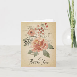 Blue and pink watercolor parchment card