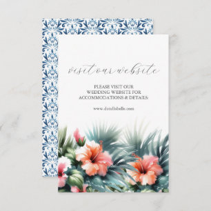 Blue and Pink Wedding Website Insert Card