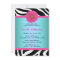 Blue and Pink, Zebra Bridal Shower Invitation