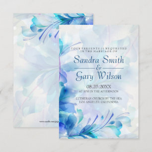Blue And Purple Abstract Flowers Wedding Invitation