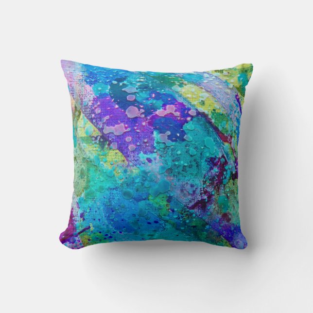 Blue and purple abstract funky pillow (Front)