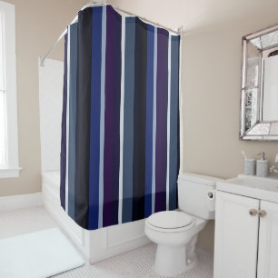 Blue and Purple Abstract Stripes Shower Curtain