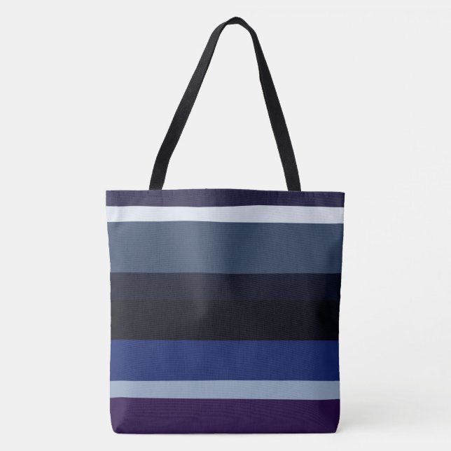 Blue and Purple Abstract Stripes Tote Bag (Front)