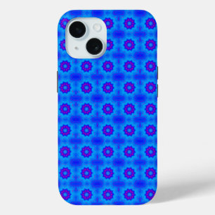 Blue and purple african print pattern iPhone 15 case