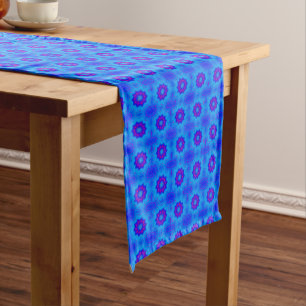 Blue and purple african print pattern medium table runner