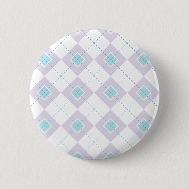 Blue and Purple Argyle 6 Cm Round Badge (Front)