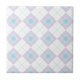 Blue and Purple Argyle Ceramic Tile