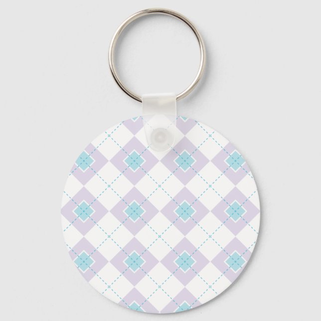 Blue and Purple Argyle Key Ring (Front)