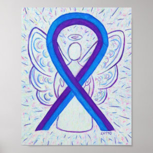 Blue and Purple Awareness Ribbon Angel Poster