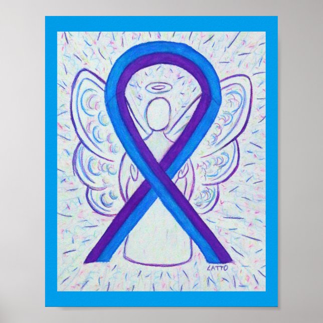 Blue and Purple Awareness Ribbon Angel Poster (Front)