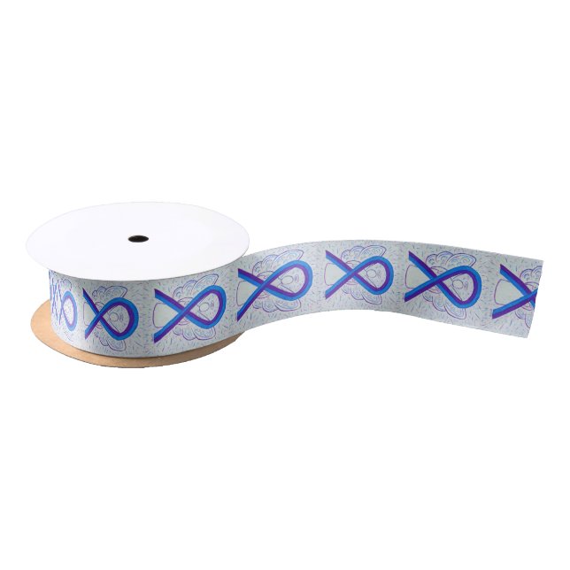 Blue and Purple Awareness Ribbon Angel Ribbon Satin Ribbon (Spool)