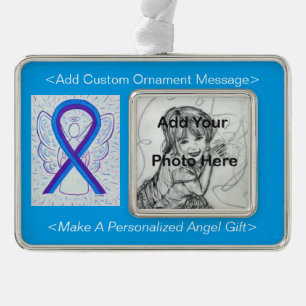 Blue and Purple Awareness Ribbon Custom Ornament