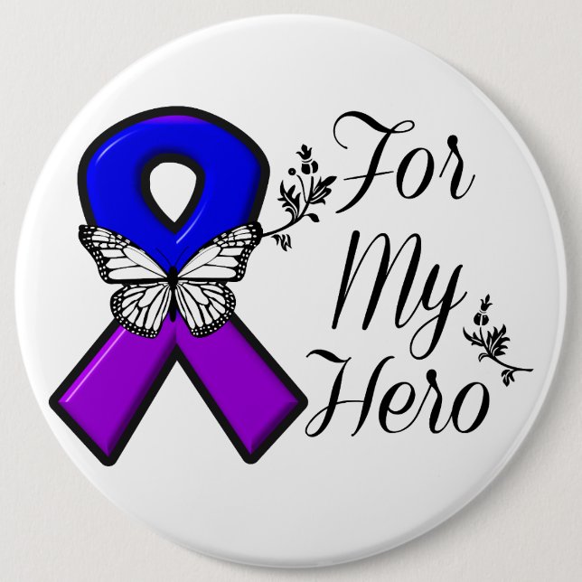 Blue and Purple Awareness Ribbon For My Hero 6 Cm Round Badge (Front)