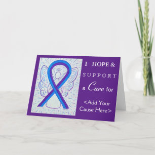 Blue and Purple Awareness Ribbon Greeting Cards