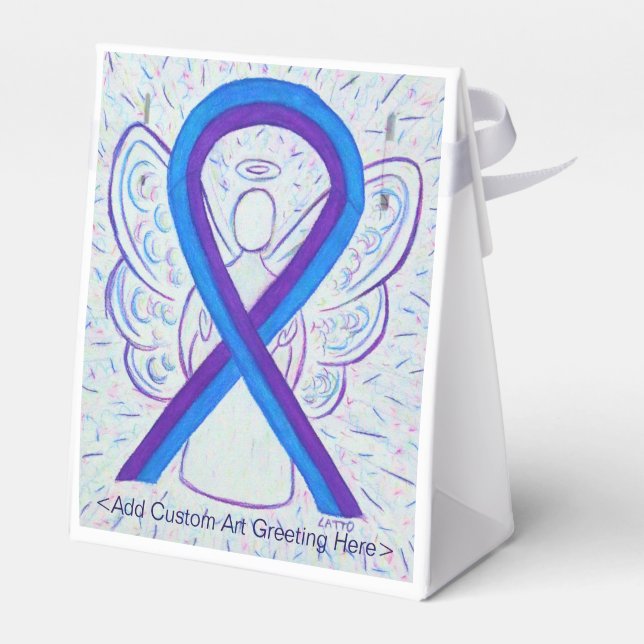 Blue and Purple Awareness Ribbon Party Favour Boxe Box (Back Side)